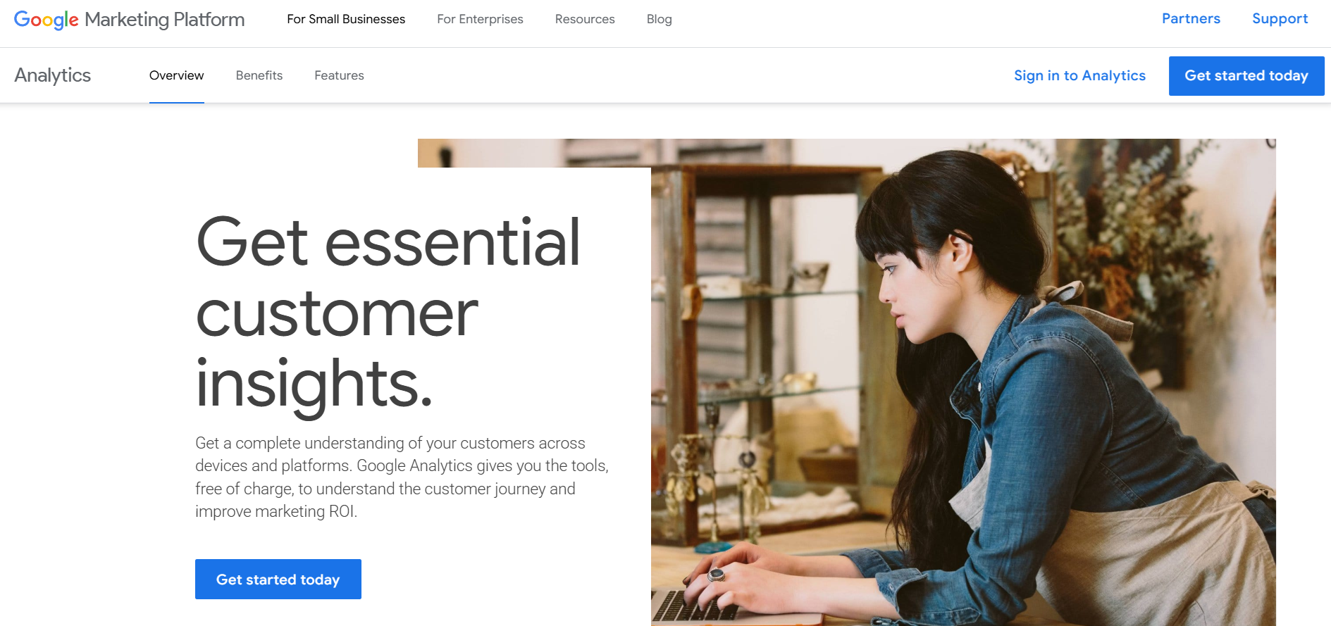 Google Analytics home page for new users